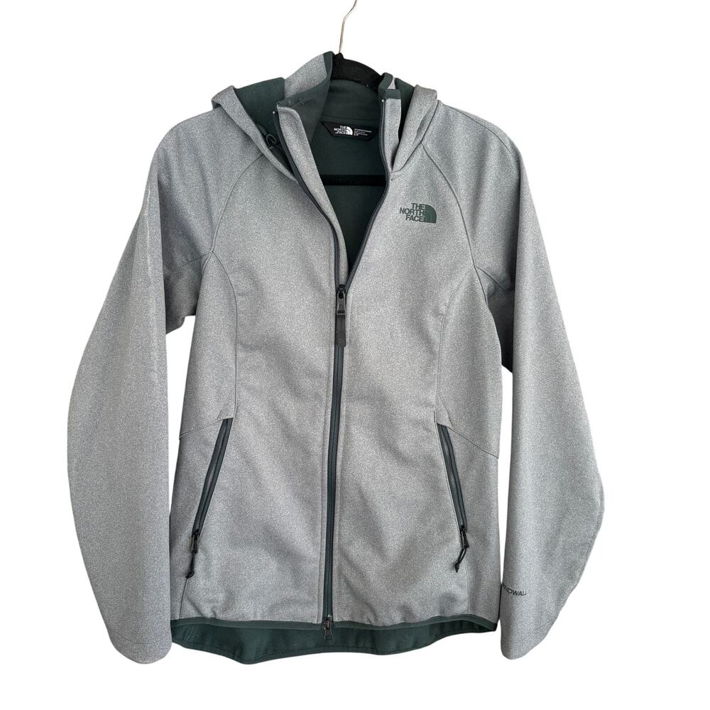 North Face Windwall Hooded Jacket S Gray Green Coat Summit Outdoors Camp Hike